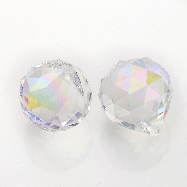 

PandaHall Faceted Round Glass Pendants, Colorful, 23~25x21mm, Hole: 2mm Glass Round