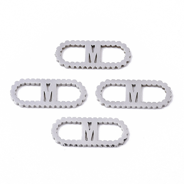

PandaHall 201 Stainless Steel Links Connectors, Laser Cut, Oval with Letter, Stainless Steel Color, Letter.M, 15x6x1mm, Hole: 4x5~7mm 201...