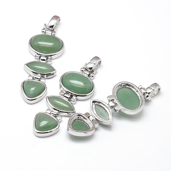 

PandaHall Platinum Plated Brass Natural Green Aventurine Big Pendants, Cadmium Free & Lead Free, 69~70x22x8mm, Hole: 4.5x9mm Green...