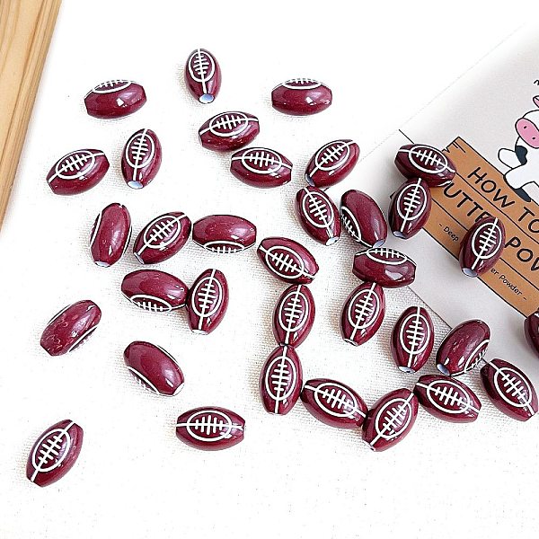 

PandaHall Acrylic Beads, Craft Beads, Sports Balls, Rugby, 18.2x11.7x11.2mm, Hole: 4mm, 420pcs/500g Acrylic Rugby