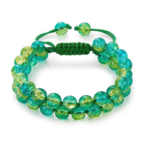 

PandaHall Sparkling Round Glass Braided Bead Bracelet, Double Layered Wrap Adjustable Bracelet for Women, Medium Turquoise, Inner Diameter...