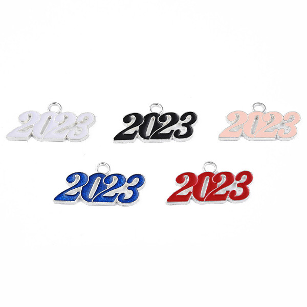 

PandaHall Alloy Enamel Pendants, Cadmium Free & Lead Free, Silver, New Year 2023, Mixed Color, 19x37x2mm, Hole: 3.5mm Alloy+Enamel Number..., Multicolor