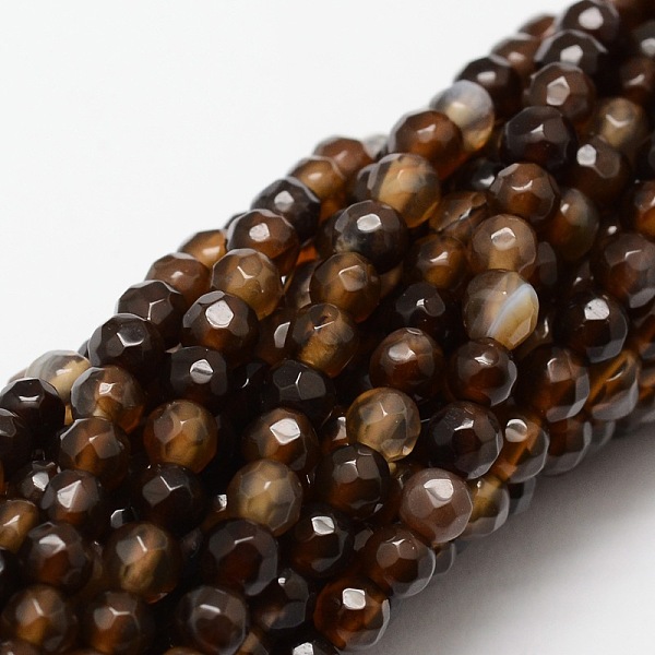 

PandaHall Faceted Natural Agate Round Beads Strands, Dyed, Sienna, 4mm, Hole: 1mm, about 92pcs/strand, 15.3 inch Natural Agate Round Brown