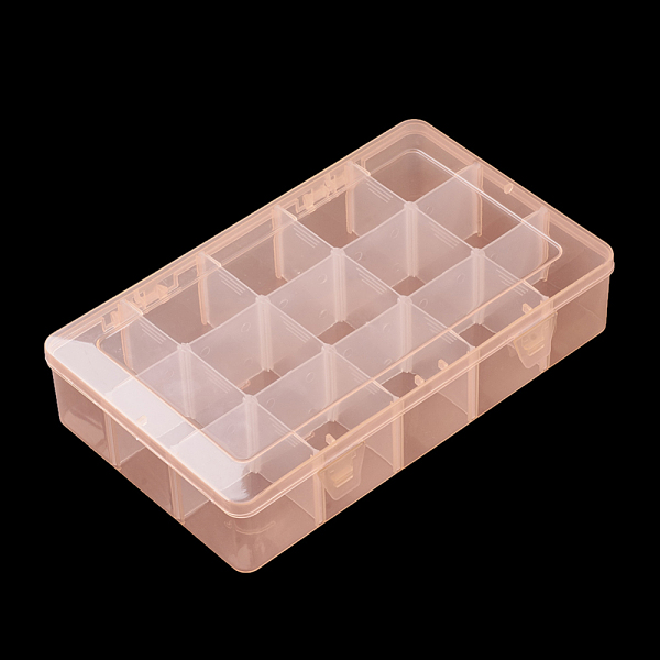 

PandaHall Plastic Bead Storage Containers, Adjustable Dividers Box, Removable 15 Compartments, Rectangle, Light Salmon, 27.5x16.5x5.7cm..., Red