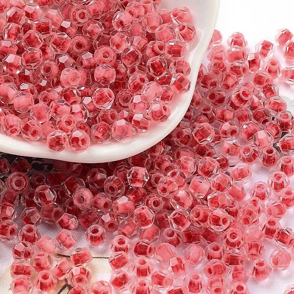 

PandaHall Glass Seed Beads, Inside Colours, Bicone, Indian Red, 4.5x3.5mm, Hole: 1.4mm, about 5625pcs/pound Glass Bicone