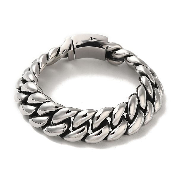 

PandaHall 304 Stainless Steel Cuban Link Chain Bracelets for Men, Antique Silver, 9-1/8 inch(23cm) 304 Stainless Steel
