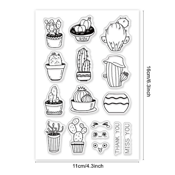 

PandaHall PVC Plastic Stamps, for DIY Scrapbooking, Photo Album Decorative, Cards Making, Stamp Sheets, Cactus Pattern, 16x11x0.3cm Plastic...