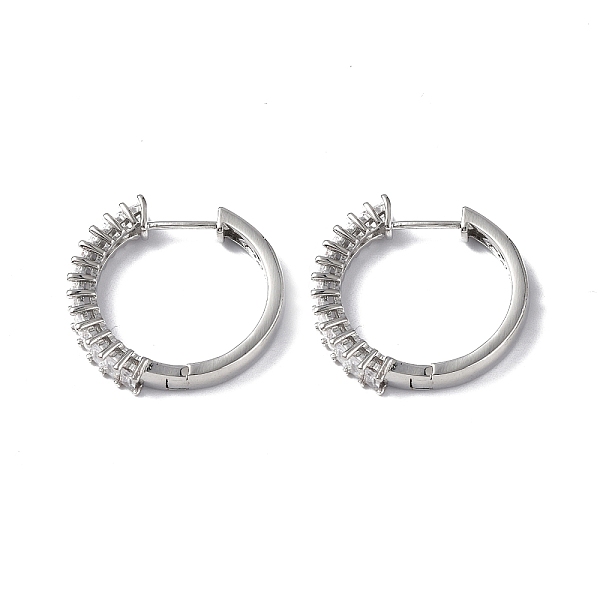 

PandaHall Cubic Zirconia Hoop Earrings, Platinum Brass Jewelry for Women, Clear, 25x25x4.5mm, Pin: 1mm Cubic Zirconia Ring Clear