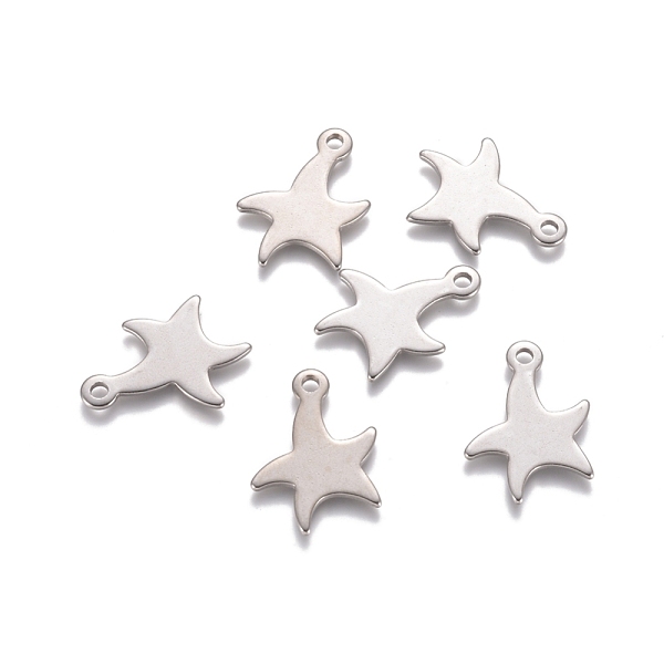 

PandaHall 201 Stainless Steel Pendants, Starfish/Sea Stars, Stainless Steel Color, 21x16x1mm, Hole: 1.8mm 201 Stainless Steel Starfish