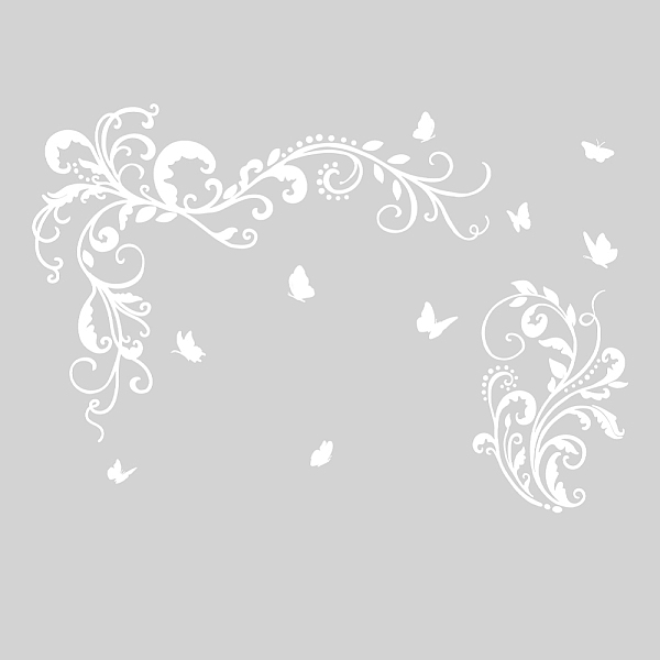 

PandaHall SUPERDANT White Vines Butterfly Wall Decals Vinyl Flowers Wall Stickers Floral Wall Murals White Flower Wall Decor for Girls...