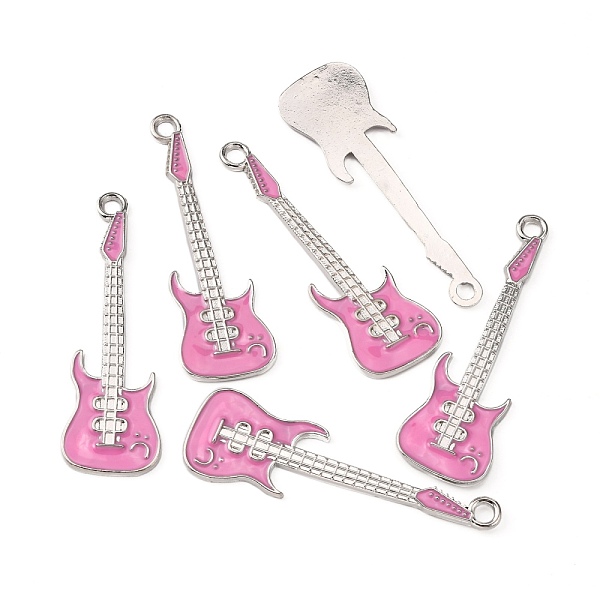 

PandaHall Alloy Enamel Big Pendants, Lead Free and Cadmium Free, Guitar, Platinum, Pink, about 62mm long, 18.5mm wide, 2mm, thick, hole: 3mm...