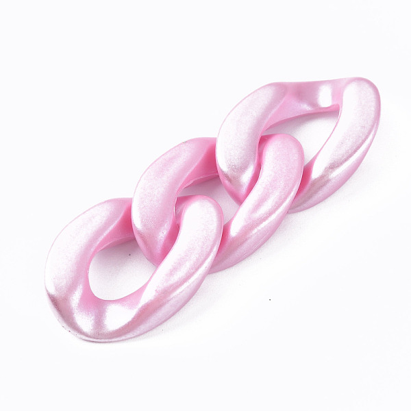 

PandaHall Opaque Acrylic Linking Rings, Quick Link Connectors, for Curb Chains Making, Pearlized, Twist, Pearl Pink, 29x20x6mm, Inner...