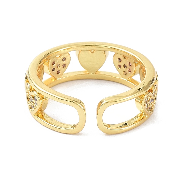 

PandaHall Heart Real 18K Gold Plated Cuff Rings for Girl Women Gift, Brass Micro Pave Cubic Zirconia Open Rings for Valentine's Day, White...