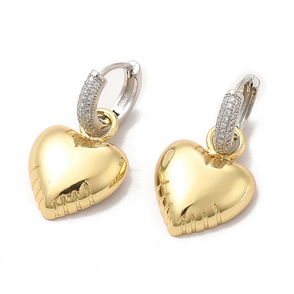 

PandaHall Heart Rack Plating Brass Micro Pave Cubic Zirconia Hoop Earring, Long-Lasting Plated Dangle Earring for Women, Cadmium Free & Lead..., Clear