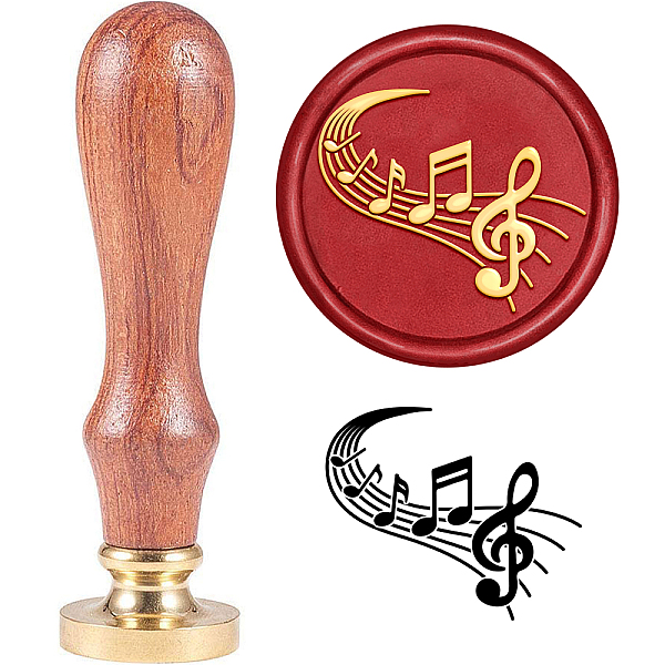 PandaHall SUPERDANT Music Staff with Notes Wax Seal Stamp Musical Letters Wax Stamp 30mm Sealing Stamps with Removable Brass Head Wood...