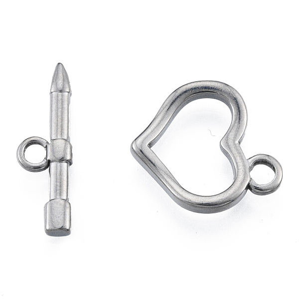 

PandaHall 201 Stainless Steel Toggle Clasps, Heart, Stainless Steel Color, Bar: 7x23x2.5mm, Hole: 2.5mm, Heart: 19x18x3mm, Hole: 3mm 201...