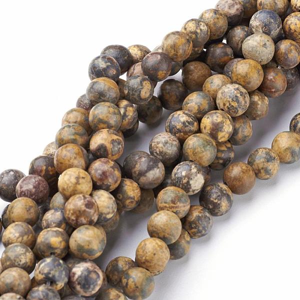 Natural Gemstone Leopard Skin Jasper Round Beads Strands