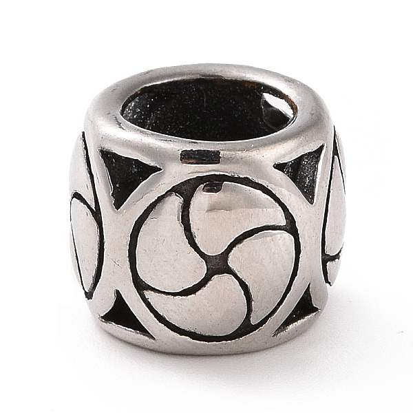 

PandaHall 304 Stainless Steel Large Hole Beads, Rondelle with Windmill, Antique Silver, 9.5x11.5mm, Hole: 7.5mm 304 Stainless Steel Rondelle