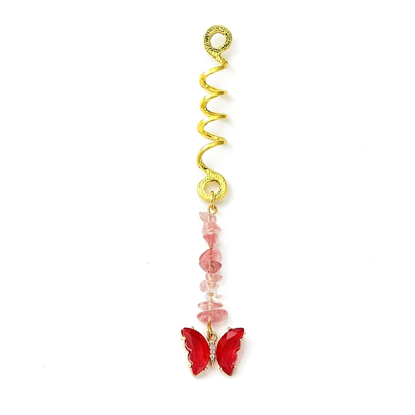 

PandaHall Alloy Dreadlocks Beads, Butterfly Glass and Cherry Quartz Glass Chips Braiding Hair Pendants Decoration Clips, for Hair Styling..., Blue