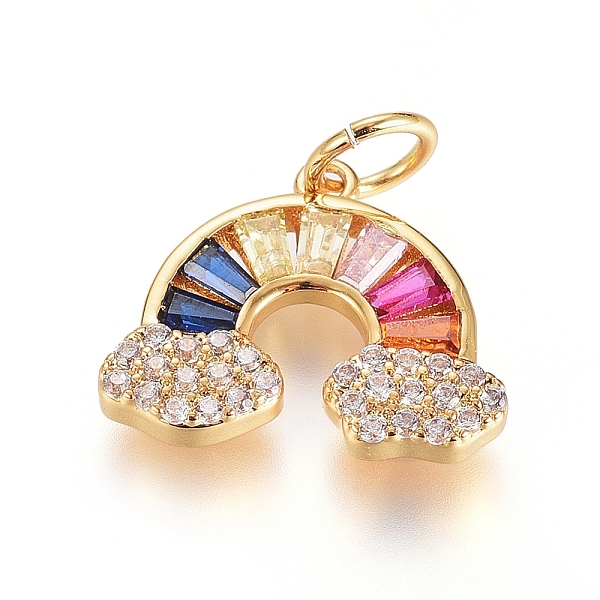 

PandaHall Brass Micro Pave Cubic Zirconia Pendants, with Jump Ring, Long-Lasting Plated, Rainbow, Colorful, Real 18K Gold Plated...