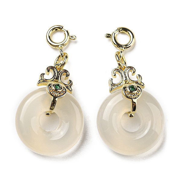 

PandaHall Natural White Agate Donut Pendant Decorations, Brass Ornaments with Spring Ring Clasps, Real 14K Gold Plated, 32mm, Hole: 3mm...