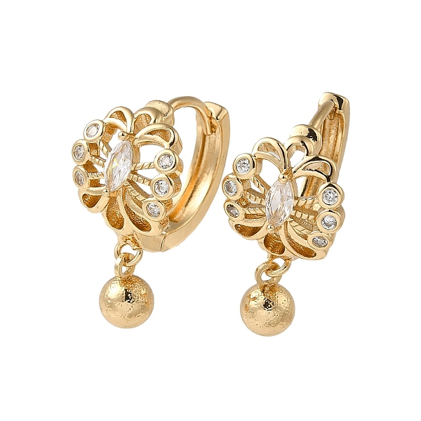 

PandaHall Brass Micro Pave Cubic Zirconia Dangle Earring, Hoop Earring for Women, Light Gold, 22x11.5mm Brass Clear