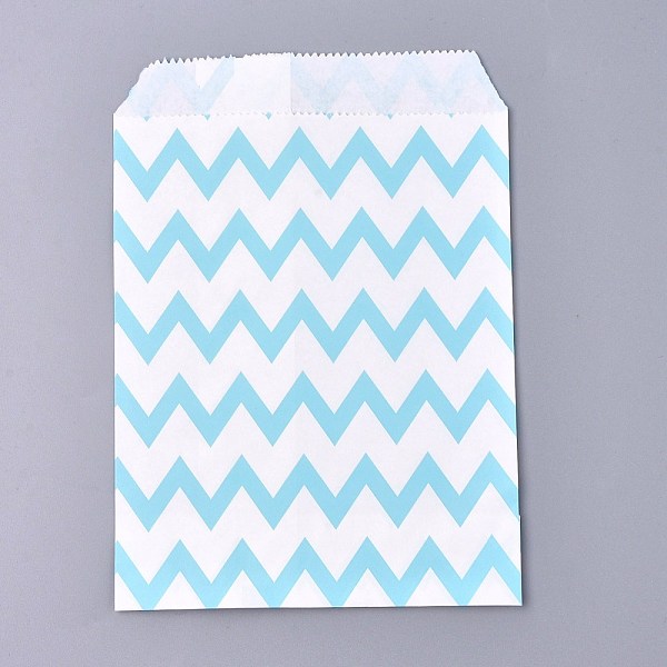 

PandaHall Kraft Paper Bags, No Handles, Food Storage Bags, White, Wave Pattern, Sky Blue, 18x13cm Paper Others Blue