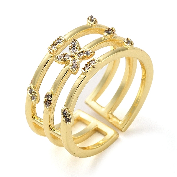

PandaHall Rack Plating Brass Micro Pave Cubic Zirconia Open Cuff Rings, Real 18K Gold Plated, Butterfly, Adjustable Brass+Cubic Zirconia...