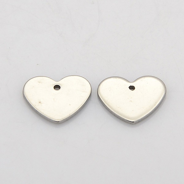 

PandaHall Heart 304 Stainless Steel Stamping Blank Tag Charms, Stainless Steel Color, 11x12x1mm, Hole: 0.5mm 304 Stainless Steel Heart