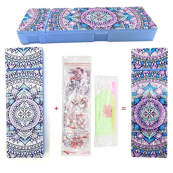 

PandaHall 5D DIY Diamond Painting Stickers Kits For ABS Pencil Case Making, with Resin Rhinestones, Diamond Sticky Pen, Tray Plate and Glue..., Multicolor