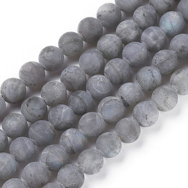 

PandaHall Natural Labradorite Beads Strands, Frosted, Round, 8mm in diameter, Hole: 0.8mm, about 50~51pcs/strand, 15.74 inch(40cm)...
