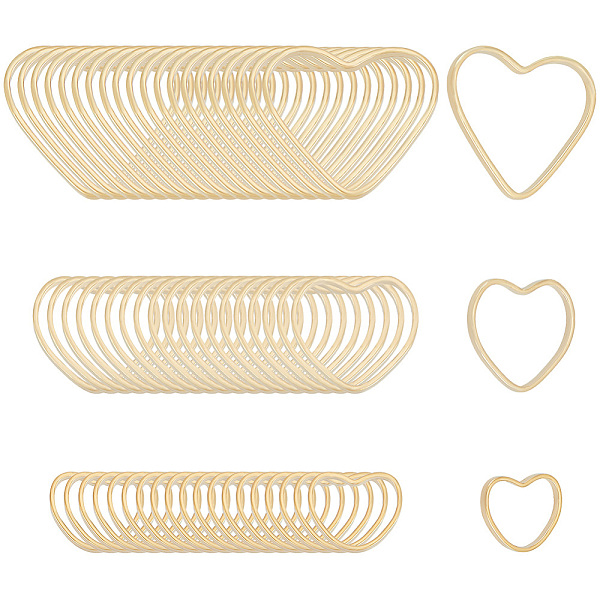 

PandaHall GOMAKERER 60 Pcs 3 Sizes Heart Linking Rings, Brass Love Heart Linking Ring Hollow Ring Charm Metal Linking Charm Frame Pendant...