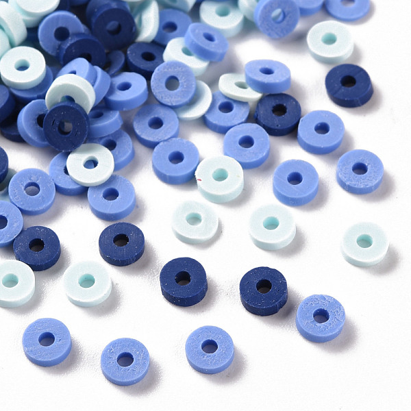 PandaHall Handmade Polymer Clay Beads, Heishi Beads, for DIY Jewelry Crafts Supplies, Disc/Flat Round, Medium Turquoise, 4.5x1.5mm, Hole...