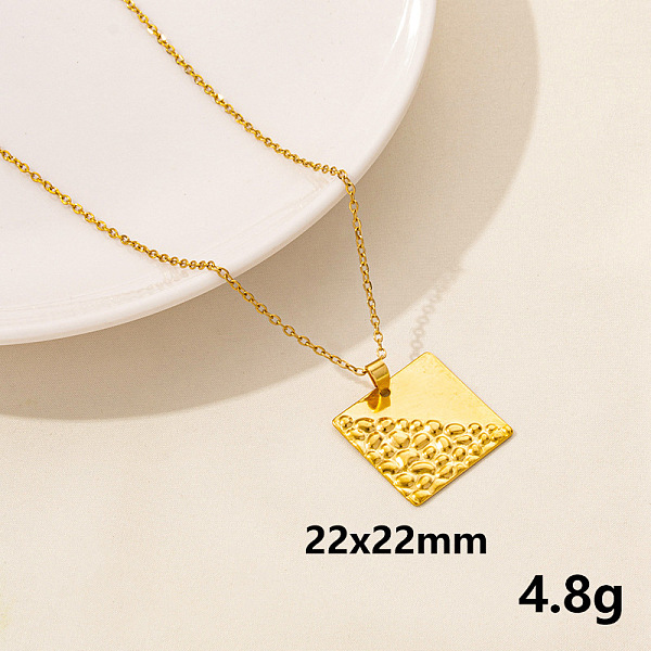 304 Stainless Steel Square Pendant Necklaces