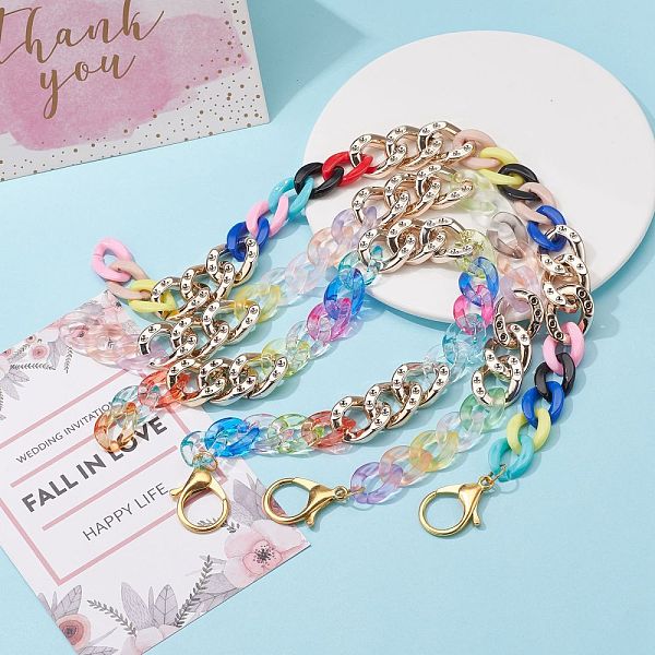 

PandaHall Chunky Curb Chain Necklaces Set for Teen Girl Women, Golden, Mixed Color, 16.93 inch(43cm), 3pcs/set Acrylic Multicolor