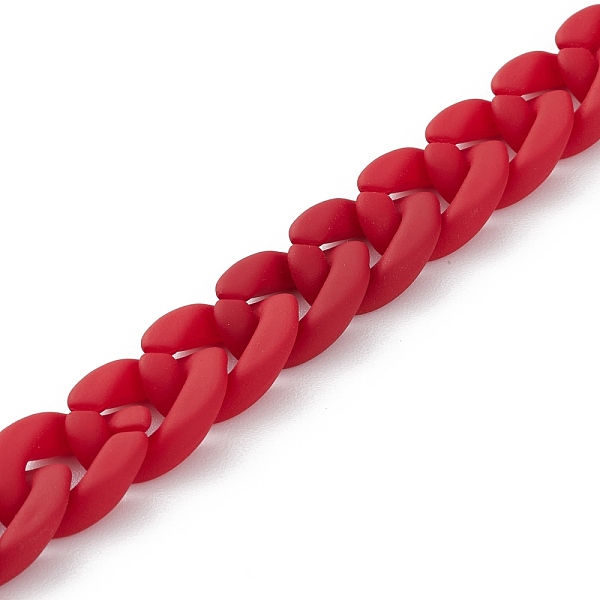 

PandaHall Handmade Rubberized Style Acrylic Curb Chains, Red, Links: 18.5x13.5x4.5mm, 39.37 inch(1m)/strand Acrylic Red