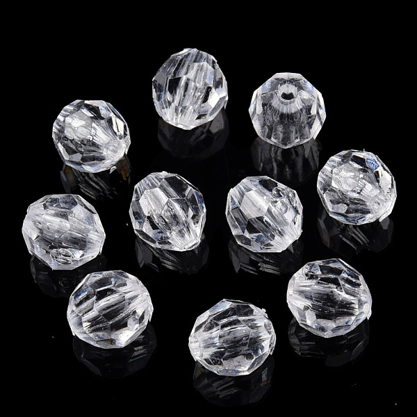 

PandaHall Transparent AS Plastic Beads, Faceted, Round, Clear, 8mm, Hole: 1.6mm, about 2300pcs/500g Plastic Round Clear