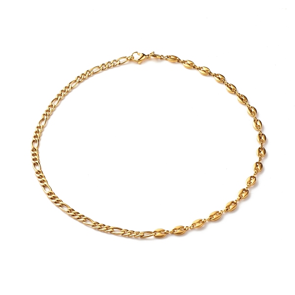 

PandaHall 304 Stainless Steel Chain Necklace, Figaro & Coffee Bean Chain Bracelet for Women, Golden, 16.34 inch(41.5cm) 304 Stainless Steel