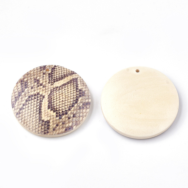 

PandaHall Printed Wooden Pendants, Back Random Color, Flat Round, Moccasin, 30x5mm, Hole: 1mm Wood Flat Round Orange