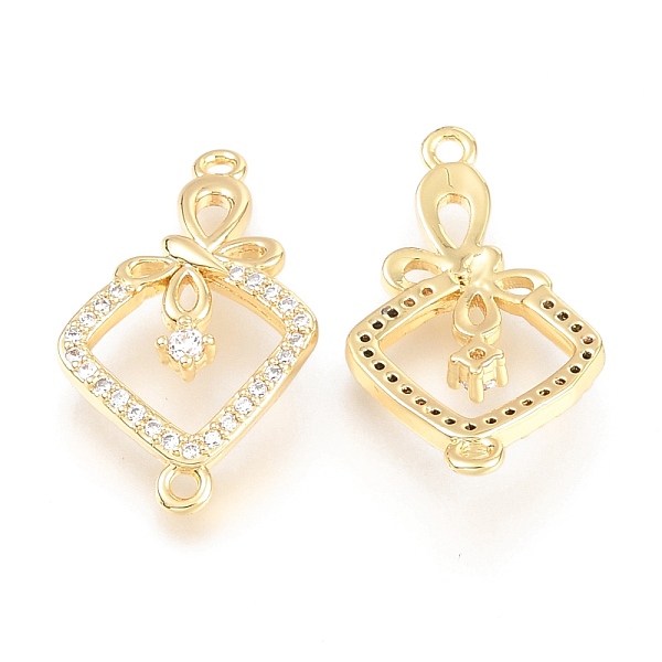 

PandaHall Brass Micro Pave Clear Cubic Zirconia Links Connectors, Long-Lasting Plated, Rhombus with Butterfly, Real 18K Gold Plated...