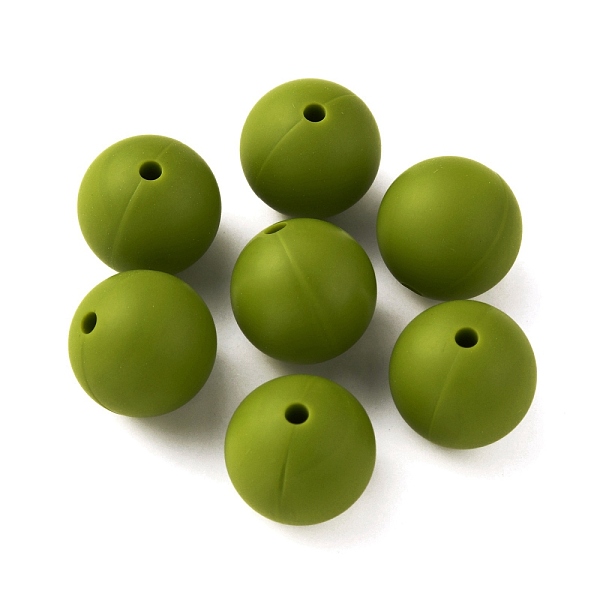 

PandaHall Food Grade Eco-Friendly Silicone Beads, Baby Chew Teething, Round, Olive Drab, 15mm, Hole: 2mm Silicone Round