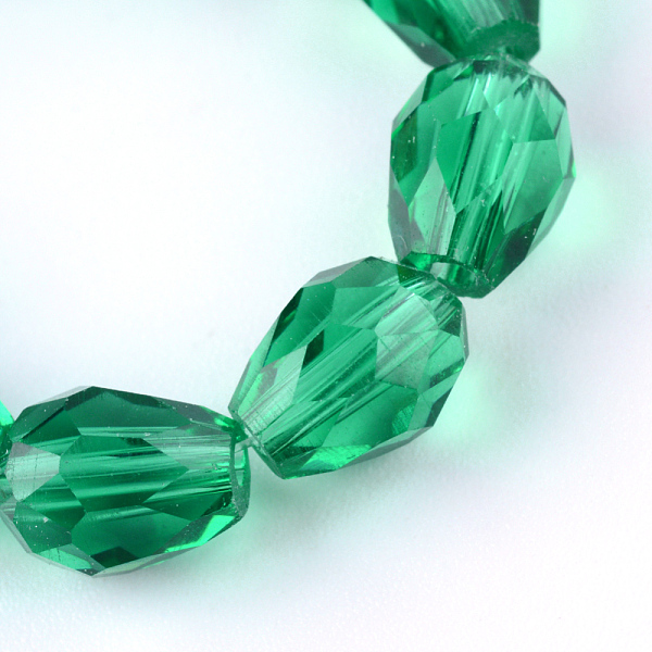 

PandaHall Transparent Glass Bead Strands, Faceted Teardrop, Medium Sea Green, 8x6mm, Hole: 1mm, about 65pcs/strand, 17.99 inch(45.7cm) Glass...