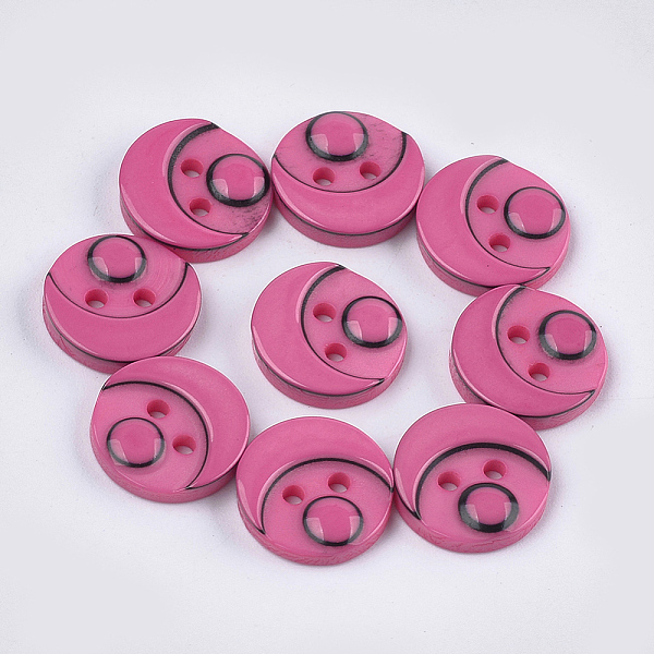 

PandaHall Resin Buttons, 2-Hole, Flat Round, Hot Pink, 12.5x2.5mm, Hole: 1.6mm, about 1000pcs/bag Resin Flat Round Pink