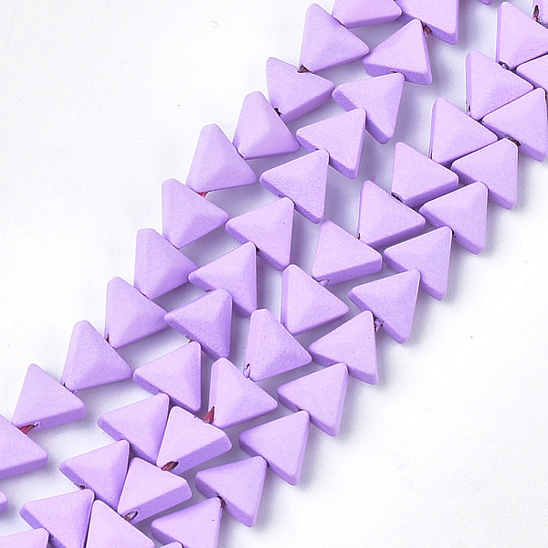 

PandaHall Spray Painted Non-magnetic Synthetic Hematite Beads Strands, Triangle, Lilac, 6x7x3.5mm, Hole: 0.8mm, about 66~70pcs/strand, 15.1..., Purple