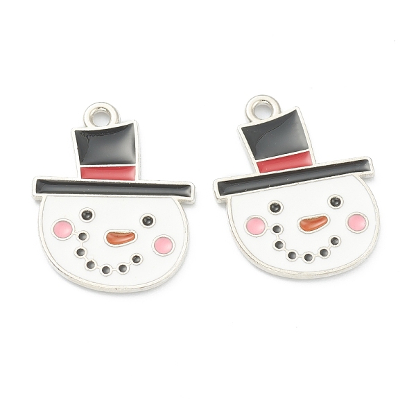 

PandaHall Alloy Enamel Pendants, Christmas Snowman, White, Platinum, 21x16x1mm, Hole: 1mm Alloy+Enamel Human White