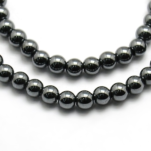 PandaHall Grade AAA Magnetic Synthetic Hematite Round Bead Strands, 3mm, Hole: 0.7mm, about 133pcs/strand, 16 inch Magnetic Hematite Round