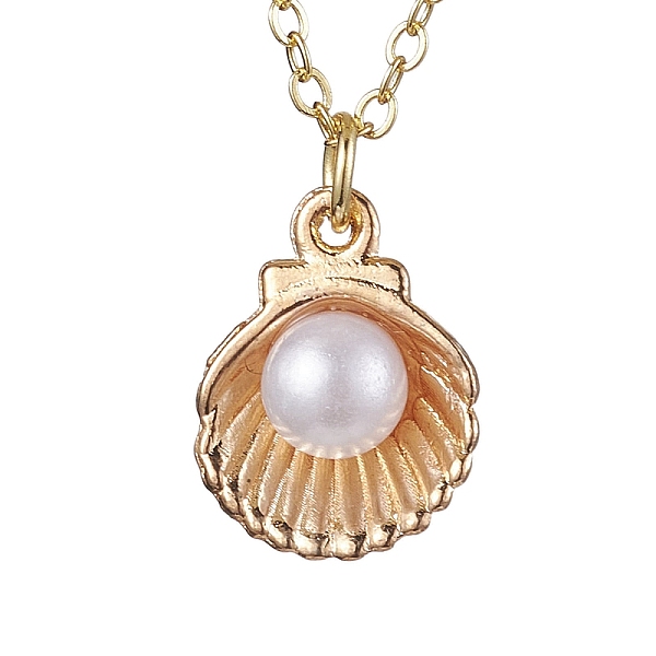 

PandaHall Alloy Enamel Shell Pendant Necklaces, Brass Cable Chains Necklaces for Women, Real 18K Gold Plated, 15.59 inch(39.6cm), Shell...
