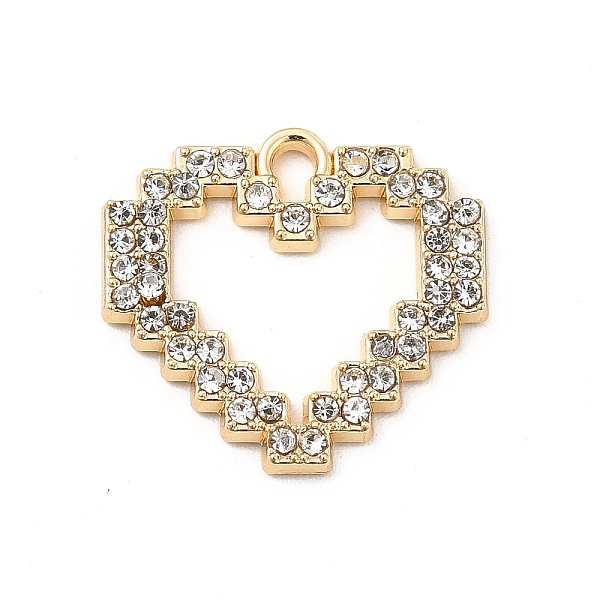 

PandaHall Alloy Crystal Rhinestone Pendaants, Heart Charms, Light Gold, 16.5x17.5x2mm, Hole: 1.6mm Alloy+Rhinestone Heart Clear