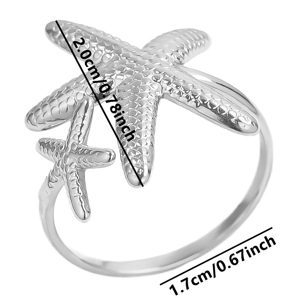 Anillo Abierto De Acero Inoxidable Con Forma De Estrella De Mar