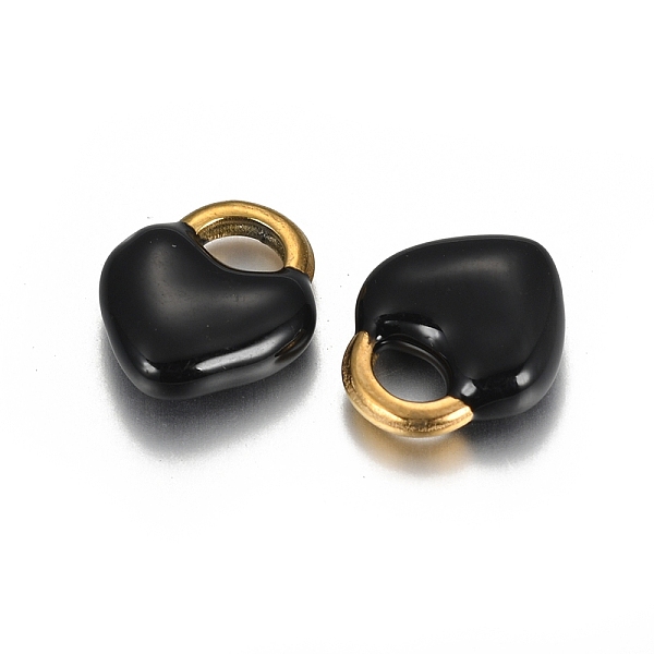 

PandaHall Ion Plating(IP) 304 Stainless Steel Charms, Enamelled Sequins, Heart Lock, Golden, Black, 11x9.5x3.5mm, Hole: 2.5x4mm Stainless...